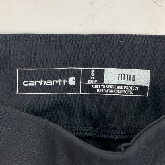 Carhartt Fitted Black Crop Capri leggings Sz Small Side Pockets Zip Compression - Picture 5 of 15